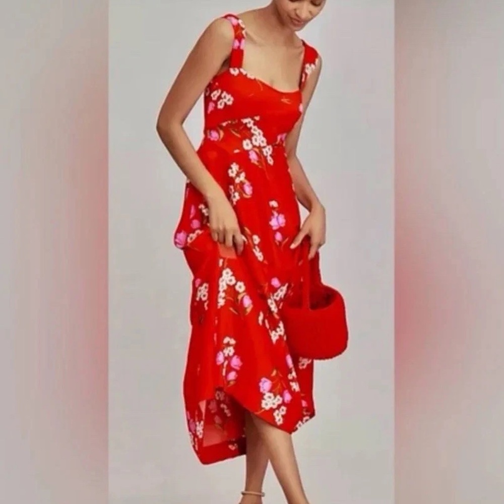 Anthropologie Scarlet Floral High Low Dress